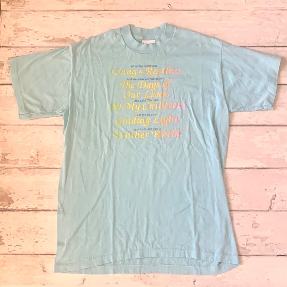Women’s L/G Blue Short Sleeve Soap Opera Christian Shirt Days of Our Lives Large